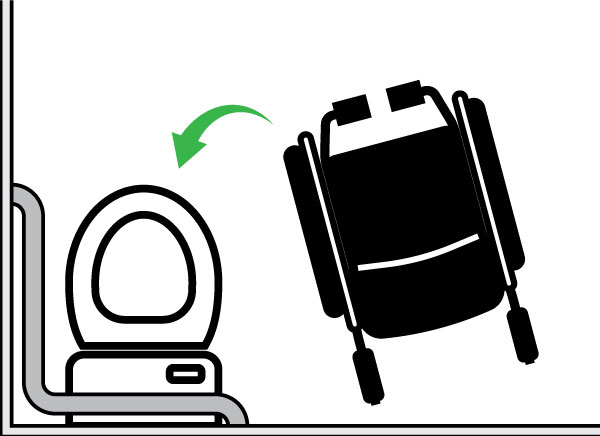 Plan view of LH transfer toilet